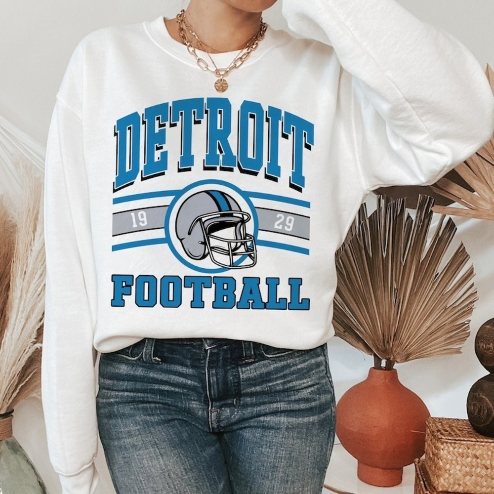 Vintage Detroit Football Crewneck Sweatshirt, Detroit Football Sweatshirt